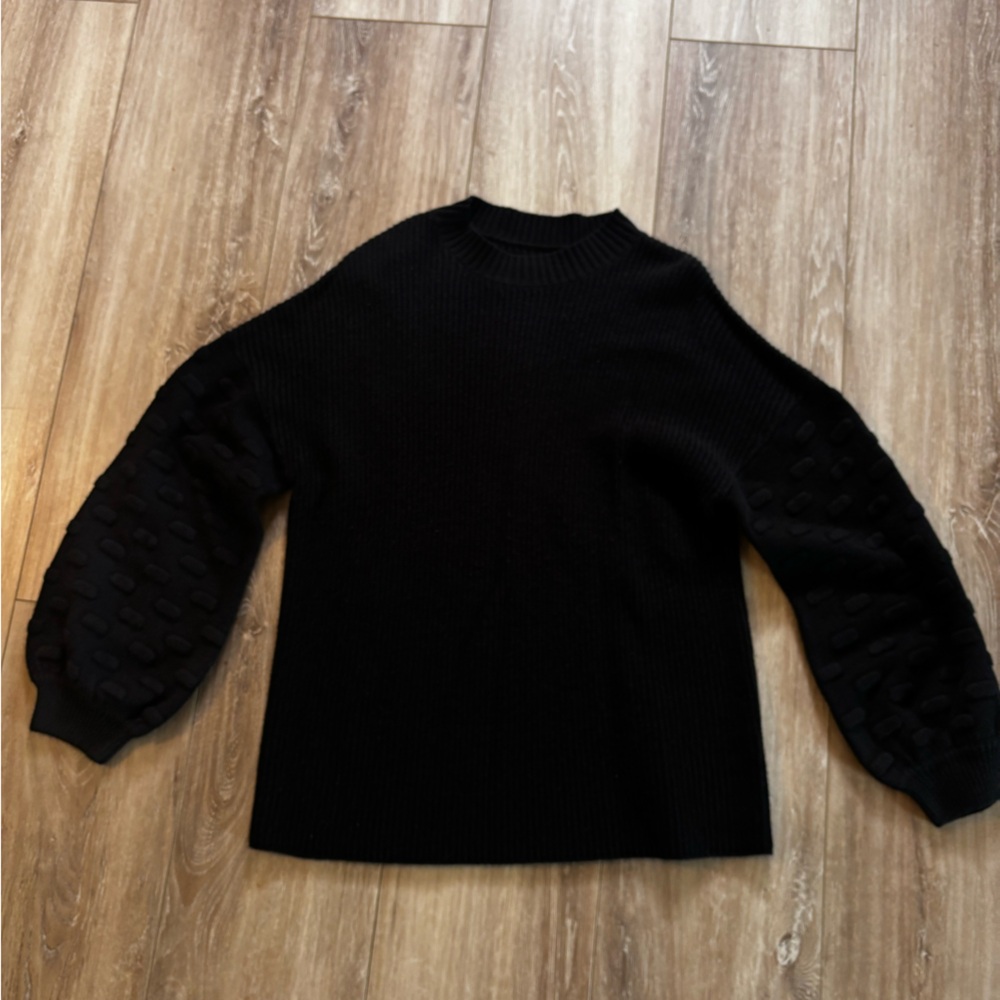 Elegant Black Bubble Sleeve Sweater